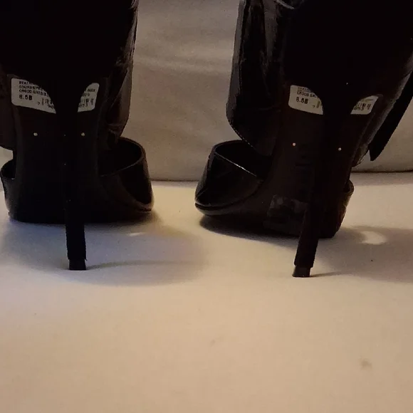 SCHUTZ Black Heels with Gold Accent - Picture 3 of 7